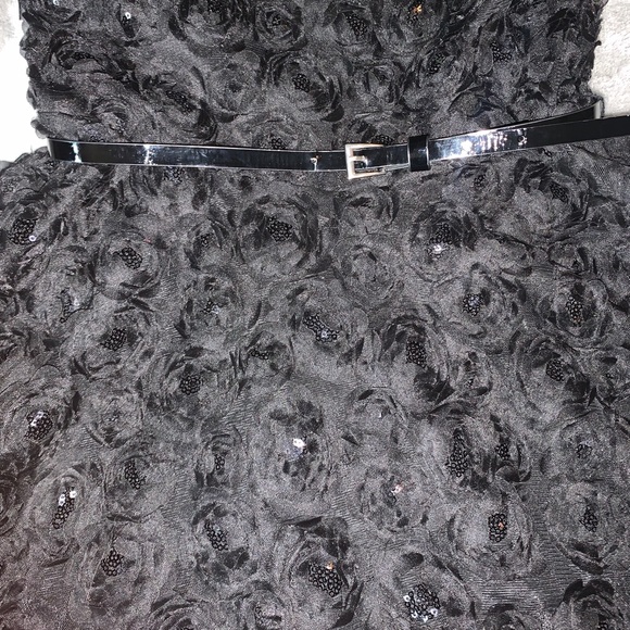 Justice Solid Black Sequin Rose Dress Girls 10 - Picture 8 of 8